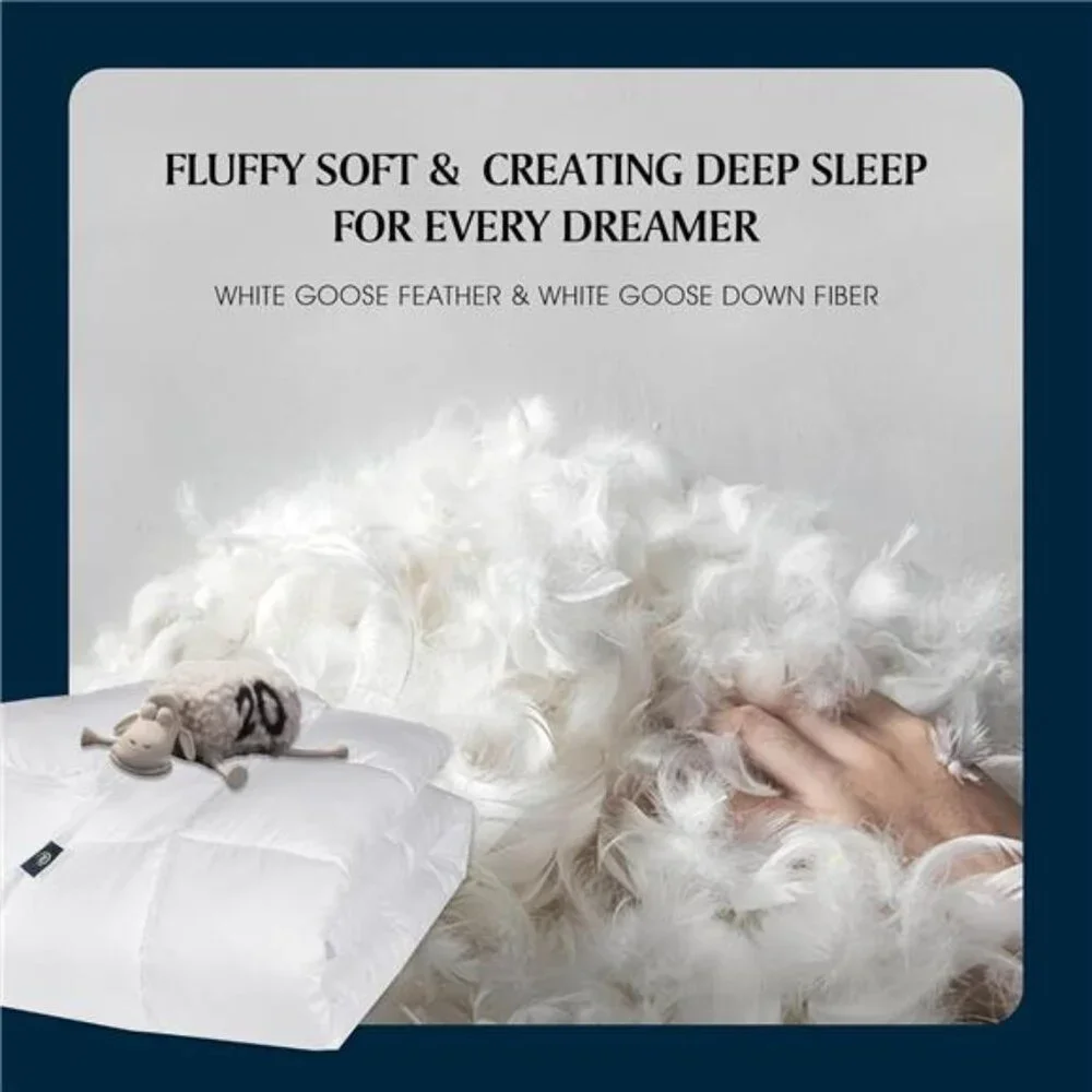 Feather Down Fiber Cotton Comforter Queen Size - 100% Cotton Duvet